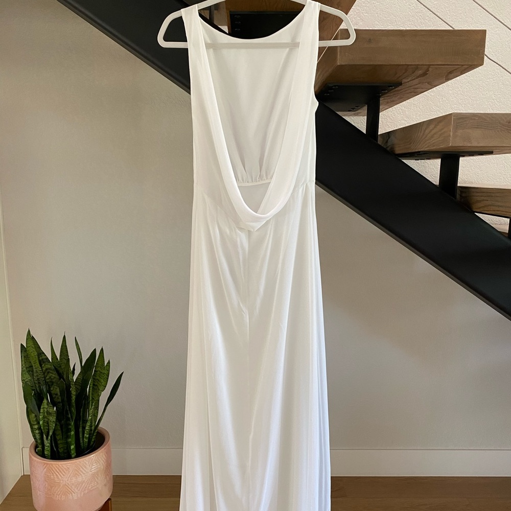 White Cowl Back Chiffon Dress (maidstomeasure)
